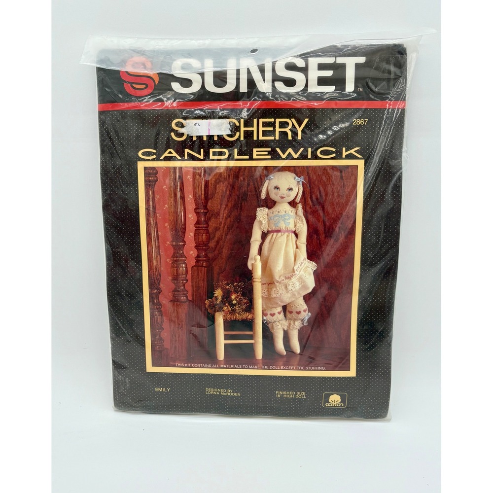 Sunset Stitchery Candlewick Emily Doll Kit 2867 Lorna McRoden Vintage 18 Inch